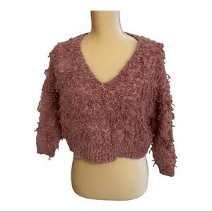 Altard State Fuzzy Cropped Sweater Pink‎ Mauve Size Large
